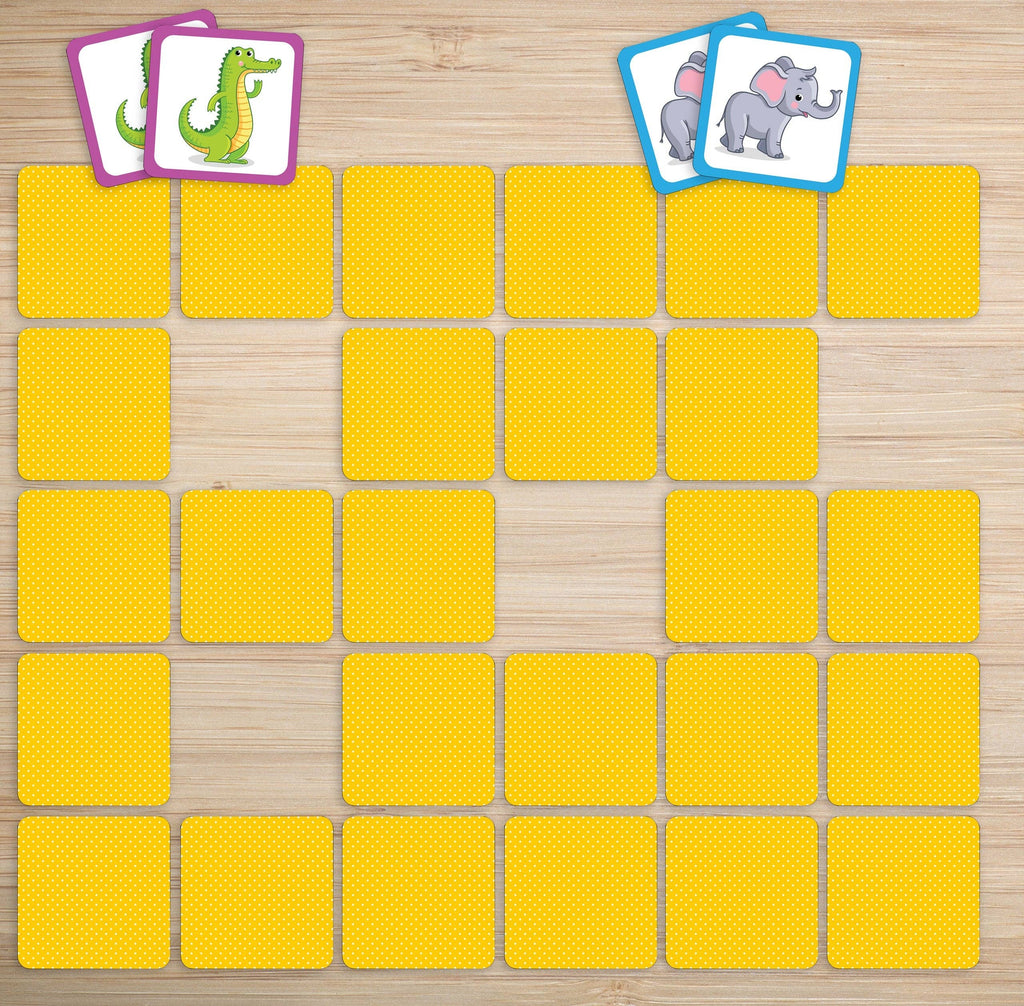 memory match game for kids game in action, matching like animals together