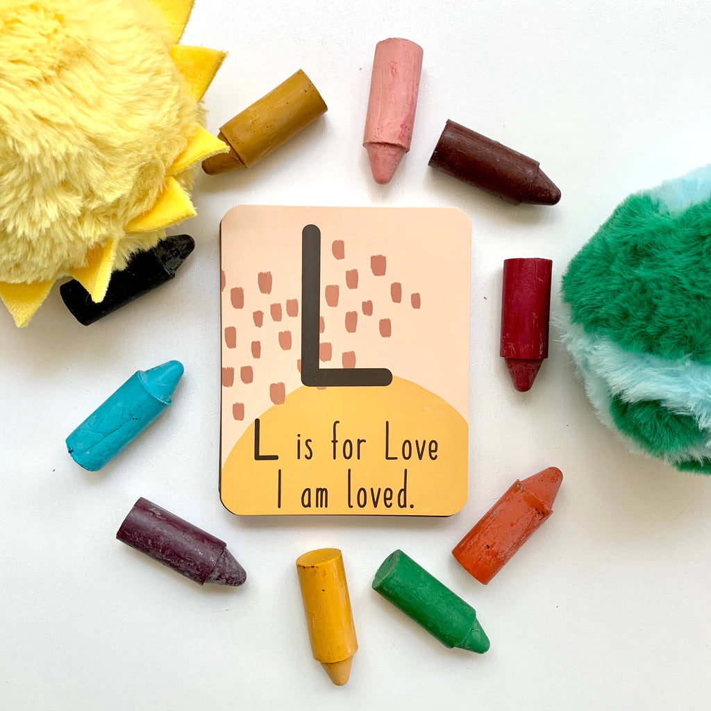 alphabet memory flashcards for kids, educational toys for kids, affirmations for children, the letter L card