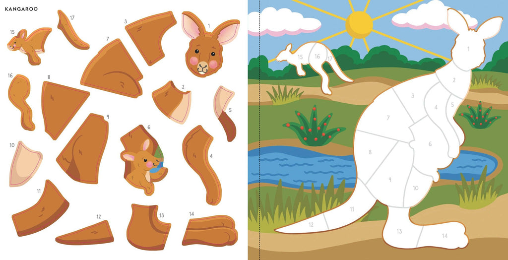 kangaroo sticker inner page in this childrens book