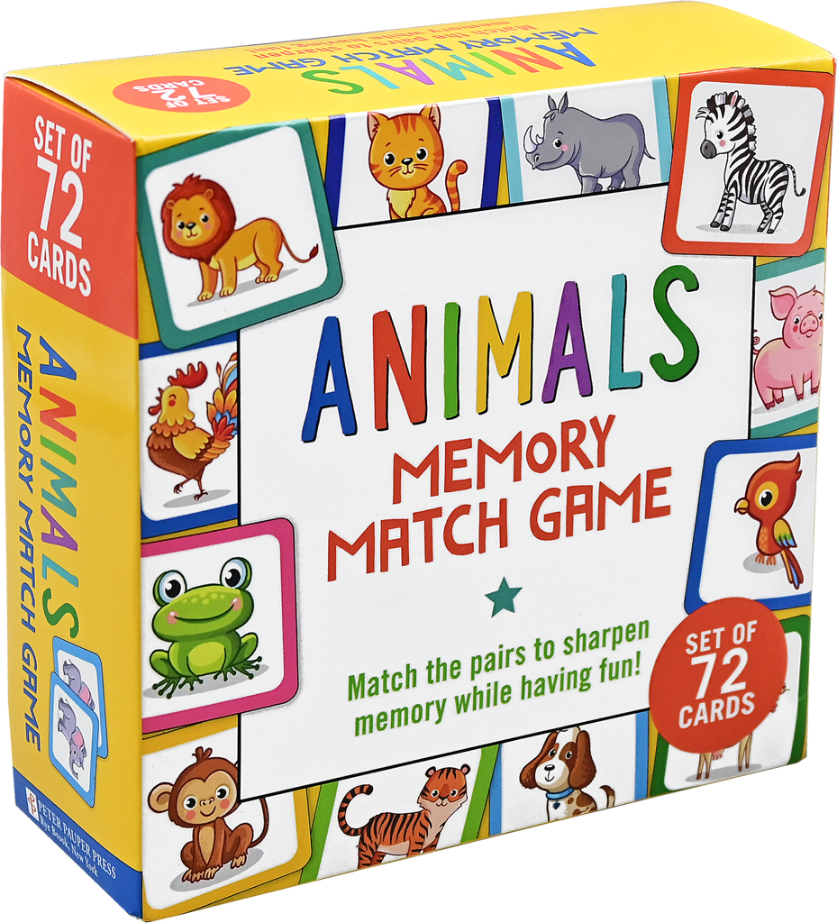 memory match game for kids, animals educational toys for kids box colorful with animals on the cover